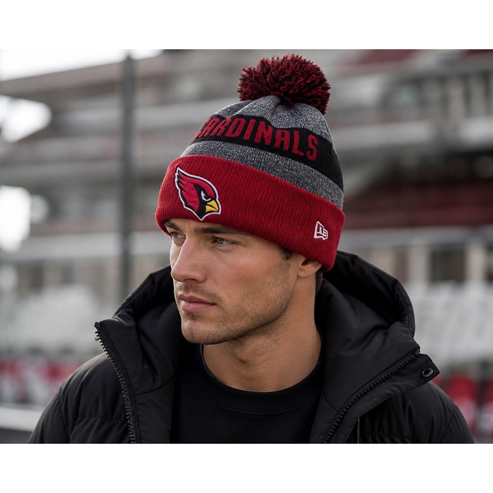 Arizona Cardinals Football Red Sport Knit New Era Beanie‎ Winter Hat NFL Pom Pom